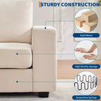 90 Modern Sofa 2-Seater Couches, Chenille Sofas with Extra Large Seat Width & Depth,USB/Type-C Charging Port & Side Pocket, Medium Firm Sofa Cushion