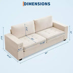 90 Modern Sofa 2-Seater Couches, Chenille Sofas with Extra Large Seat Width & Depth,USB/Type-C Charging Port & Side Pocket, Medium Firm Sofa Cushion
