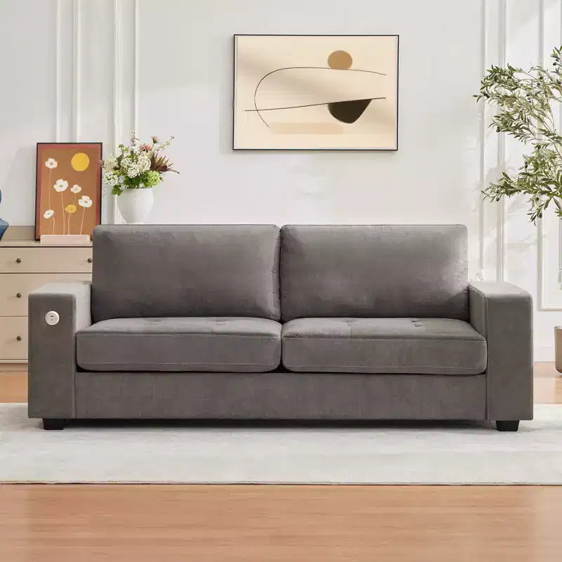 90 Modern Sofa 2-Seater Couches, Chenille Sofas with Extra Large Seat Width & Depth,USB/Type-C Charging Port & Side Pocket, Medium Firm Sofa Cushion