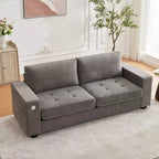 90 Modern Sofa 2-Seater Couches, Chenille Sofas with Extra Large Seat Width & Depth,USB/Type-C Charging Port & Side Pocket, Medium Firm Sofa Cushion