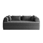 78.7-Inch Green Chenille Folding Mattress Sofa with Cylindrical Pillow Floor Sofa Lounge Couch for Living Room Bedroom Lounge Studio
