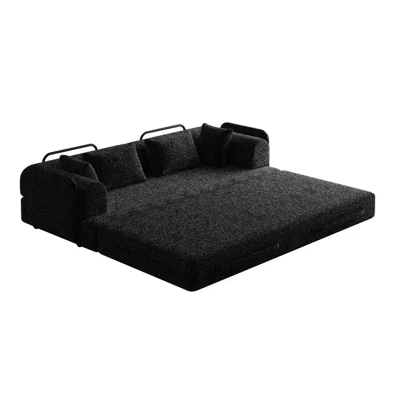 78.7-Inch Green Chenille Folding Mattress Sofa with Cylindrical Pillow Floor Sofa Lounge Couch for Living Room Bedroom Lounge Studio