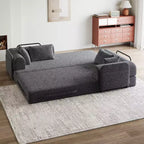 78.7-Inch Green Chenille Folding Mattress Sofa with Cylindrical Pillow Floor Sofa Lounge Couch for Living Room Bedroom Lounge Studio