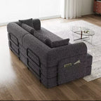 78.7-Inch Green Chenille Folding Mattress Sofa with Cylindrical Pillow Floor Sofa Lounge Couch for Living Room Bedroom Lounge Studio