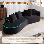 Canapé incurvé nuage 4 places extra profond avec assise large de 284 cm en chenille kaki avec 4 coussins pour salon