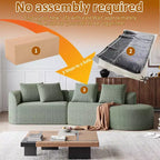 Canapé nuage incurvé 4 places extra profond et large en chenille kaki de 284 cm avec 4 coussins, canapé modulable pour salon