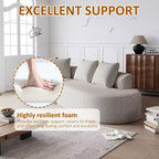 Canapé nuage incurvé 4 places extra profond et large en chenille kaki de 284 cm avec 4 coussins, canapé modulable pour salon