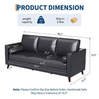 81 Leather Sofa for Living Room, Mid-Century Modern Couch with Deep Seats, Brown Faux Leather Couch, 3 Seat Sofa with Removable Cover for Apartment