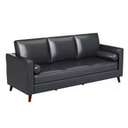 81 Leather Sofa for Living Room, Mid-Century Modern Couch with Deep Seats, Brown Faux Leather Couch, 3 Seat Sofa with Removable Cover for Apartment