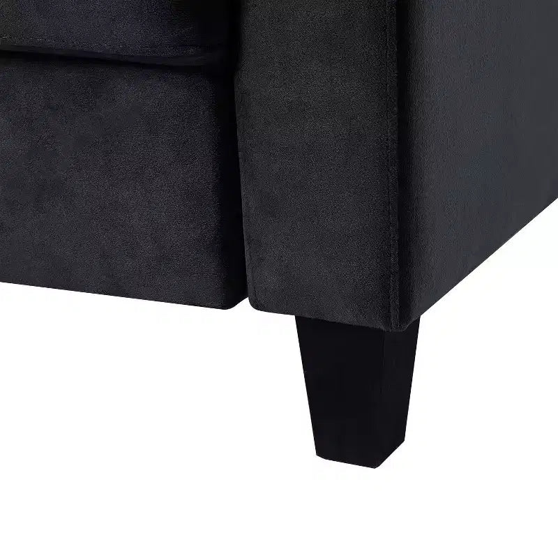 PexFix Modern Velvet Upholstered 3 Set Sectional Couches 3-Seater Sofa Loveseat and Single Chair with Solid Wood Frame for Living Room Apartment Black