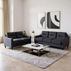 PexFix Modern Velvet Upholstered 3 Set Sectional Couches 3-Seater Sofa Loveseat and Single Chair with Solid Wood Frame for Living Room Apartment Black