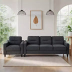 PexFix Modern Velvet Upholstered 3 Set Sectional Couches 3-Seater Sofa Loveseat and Single Chair with Solid Wood Frame for Living Room Apartment Black