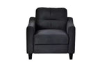 PexFix Modern Velvet Upholstered 3 Set Sectional Couches 3-Seater Sofa Loveseat and Single Chair with Solid Wood Frame for Living Room Apartment Black