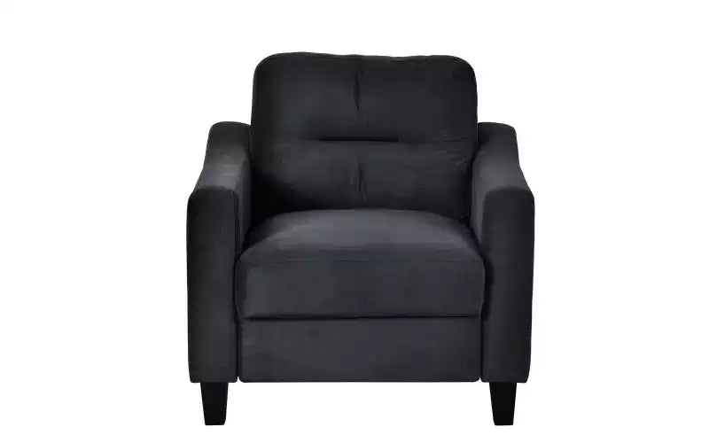 PexFix Modern Velvet Upholstered 3 Set Sectional Couches 3-Seater Sofa Loveseat and Single Chair with Solid Wood Frame for Living Room Apartment Black