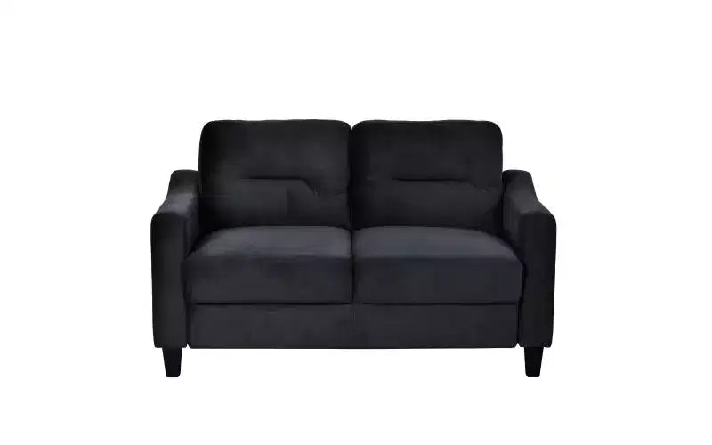 PexFix Modern Velvet Upholstered 3 Set Sectional Couches 3-Seater Sofa Loveseat and Single Chair with Solid Wood Frame for Living Room Apartment Black