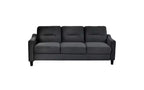 PexFix Modern Velvet Upholstered 3 Set Sectional Couches 3-Seater Sofa Loveseat and Single Chair with Solid Wood Frame for Living Room Apartment Black