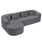 Mjkone Canapé sectionnel en forme de L en chenille de 98''avec méridienne incurvéeCanapé moderne Cloud à 3 places, à même le sol, aucun assemblage requis
