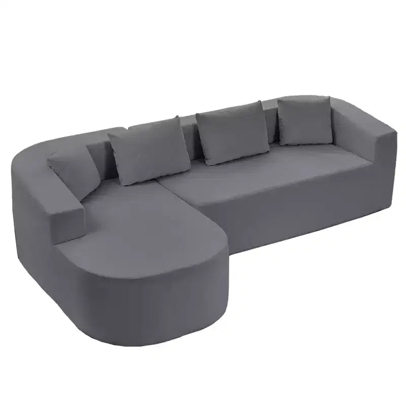 Mjkone Canapé sectionnel en forme de L en chenille de 98''avec méridienne incurvéeCanapé moderne Cloud à 3 places, à même le sol, aucun assemblage requis