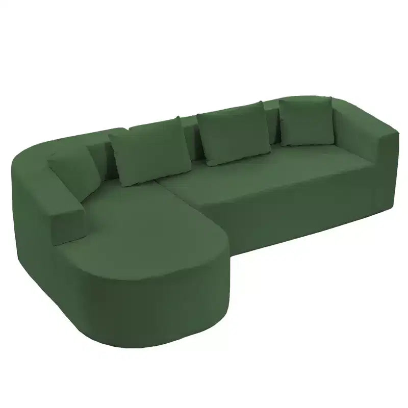 Mjkone Canapé sectionnel en forme de L en chenille de 98''avec méridienne incurvéeCanapé moderne Cloud à 3 places, à même le sol, aucun assemblage requis