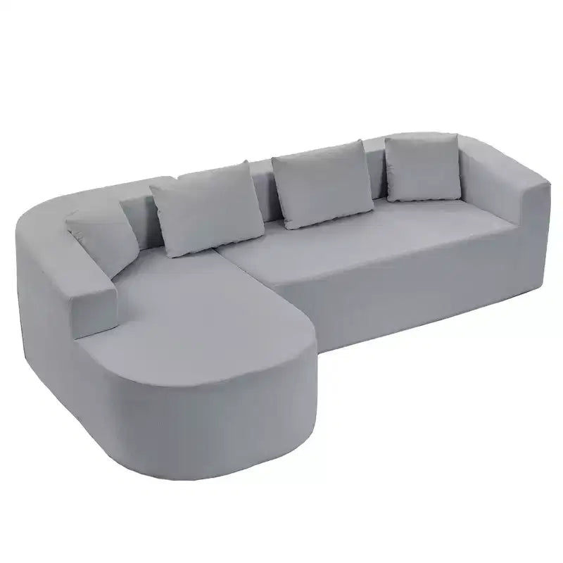 Mjkone Canapé sectionnel en forme de L en chenille de 98''avec méridienne incurvéeCanapé moderne Cloud à 3 places, à même le sol, aucun assemblage requis