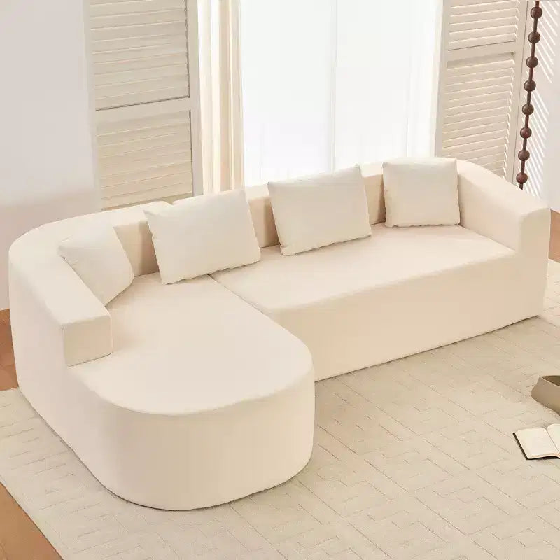 Mjkone 98''Chenille L-Shape Sectional Sofa with Curved ChaiseModern Cloud 3-Seater Sofa Floor-hugging,No Assembly Required