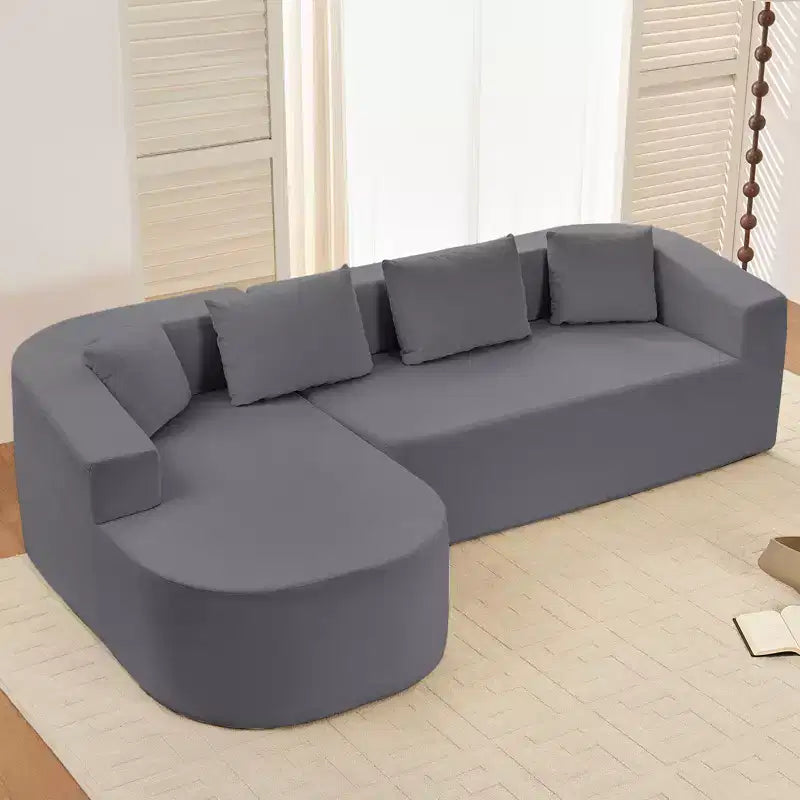 Mjkone 98''Chenille L-Shape Sectional Sofa with Curved ChaiseModern Cloud 3-Seater Sofa Floor-hugging,No Assembly Required