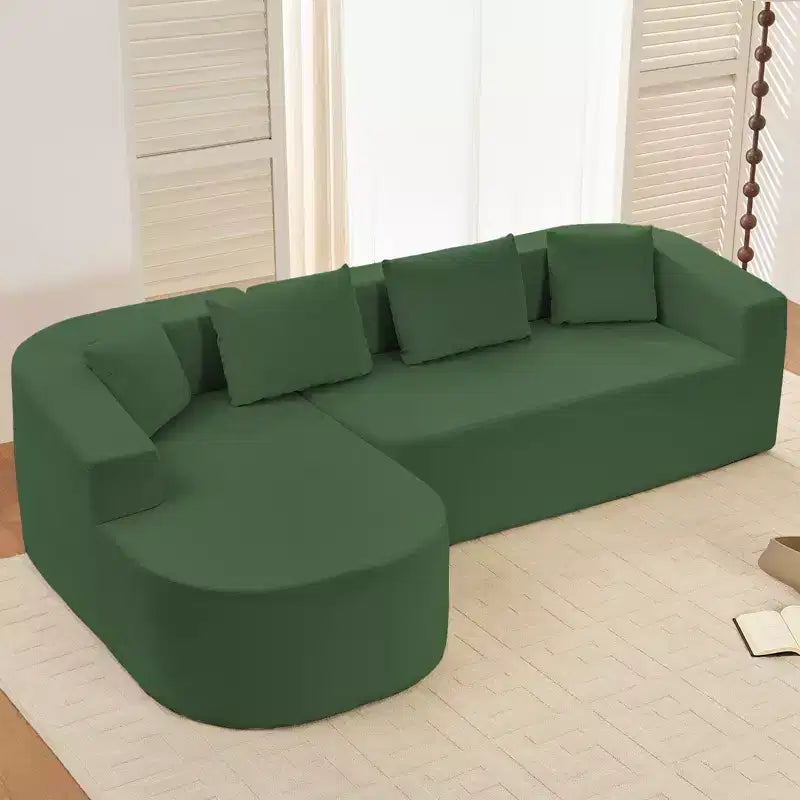 Mjkone 98''Chenille L-Shape Sectional Sofa with Curved ChaiseModern Cloud 3-Seater Sofa Floor-hugging,No Assembly Required