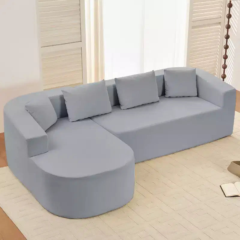 Mjkone 98''Chenille L-Shape Sectional Sofa with Curved ChaiseModern Cloud 3-Seater Sofa Floor-hugging,No Assembly Required