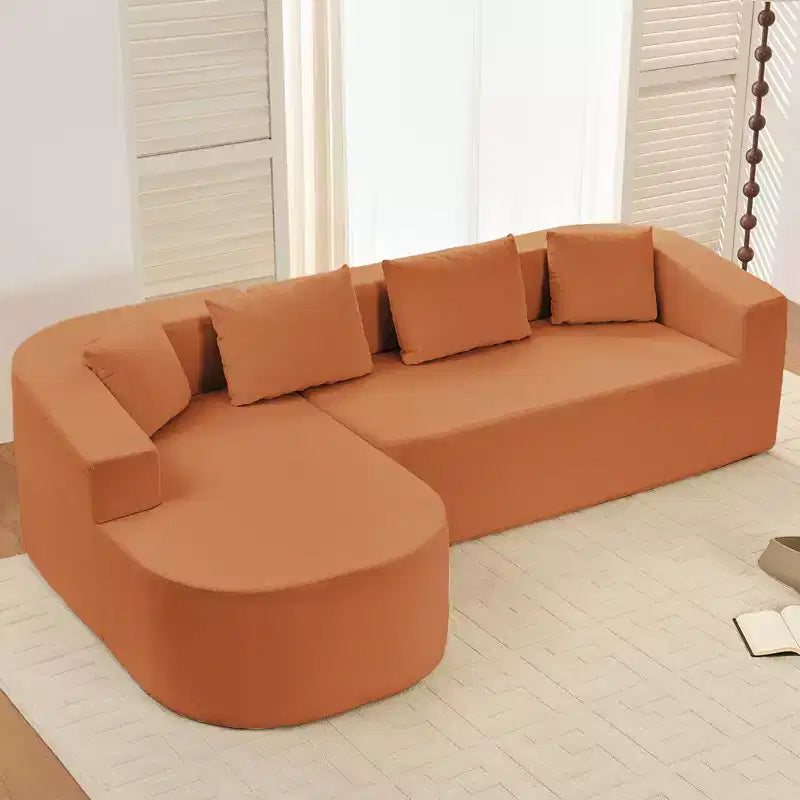 Mjkone 98''Chenille L-Shape Sectional Sofa with Curved ChaiseModern Cloud 3-Seater Sofa Floor-hugging,No Assembly Required