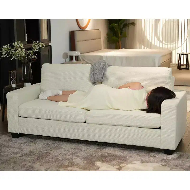 COZONY Canapé Moderne en Velours Côtelé, Canapé Nuage Moelleux avec Sièges Profonds et Accoudoirs Larges pour Salon