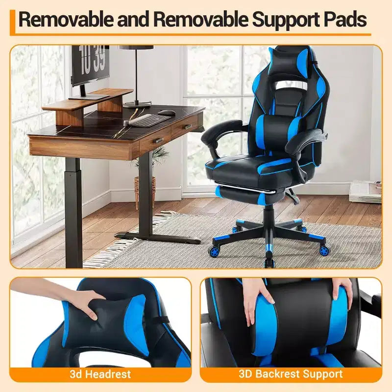 Cherry Blossom Pink Chair with Footrest,Ergonomic Computer Chair w/Lumbar Support & Headrest,360 Swivel Base & Height Adjustable Executive Chairs