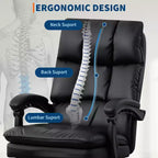 High-Back Executive Office ChairCBlack PU Leather Desk Chair with Footrest, 360 Swivel & Ergonomic SupportCComfortable Home Computer/Gaming Chair