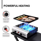 ROVSUN Plancha portative pliable à 2 brûleurs au propane, 20 000 BTU, grill plat roulant au gaz avec allumage et régulateur pour camping en plein air, barbecue, pique-nique