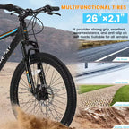 VTT Zeus & Ruta 26 avec 21 vitesses, double suspension, cadre en acier à haute teneur en carbone, pour adultes et adolescents