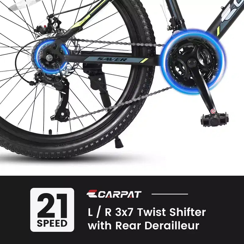 VTT Zeus & Ruta 24 avec 21 vitesses, double frein à disque, cadre en acier durable pour garçons et filles