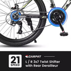 VTT Zeus & Ruta 24 avec 21 vitesses, double frein à disque, cadre en acier durable pour garçons et filles