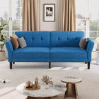89 Futon Sofa Bed, Convertible Sleeper Sofa with Adjustable Backrest & Armrest, Modern Loveseat Sleeper for Living Room Bedroom Apartments
