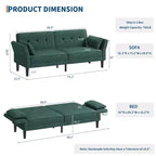 89 Futon Sofa Bed, Convertible Sleeper Sofa with Adjustable Backrest & Armrest, Modern Loveseat Sleeper for Living Room Bedroom Apartments