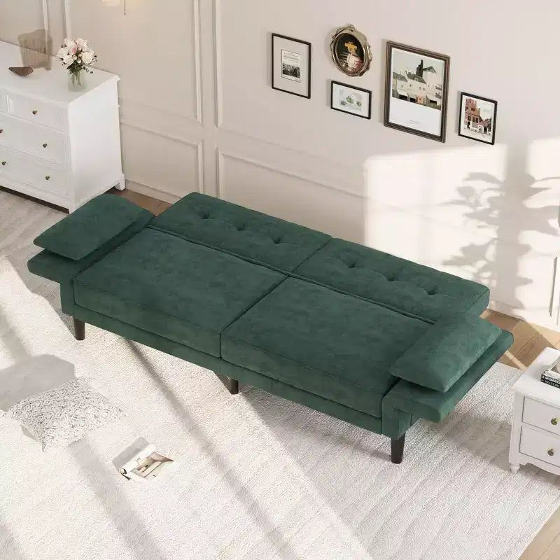89 Futon Sofa Bed, Convertible Sleeper Sofa with Adjustable Backrest & Armrest, Modern Loveseat Sleeper for Living Room Bedroom Apartments