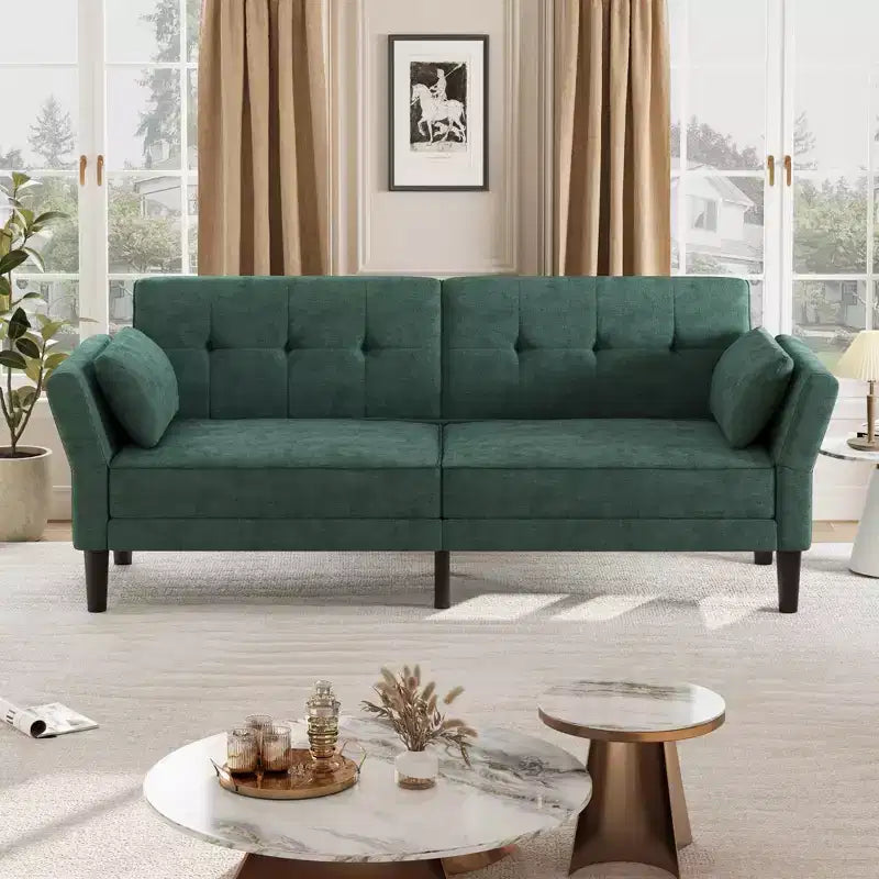89 Futon Sofa Bed, Convertible Sleeper Sofa with Adjustable Backrest & Armrest, Modern Loveseat Sleeper for Living Room Bedroom Apartments