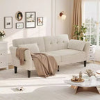 89 Futon Sofa Bed, Convertible Sleeper Sofa with Adjustable Backrest & Armrest, Modern Loveseat Sleeper for Living Room Bedroom Apartments