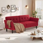 89 Futon Sofa Bed, Convertible Sleeper Sofa with Adjustable Backrest & Armrest, Modern Loveseat Sleeper for Living Room Bedroom Apartments