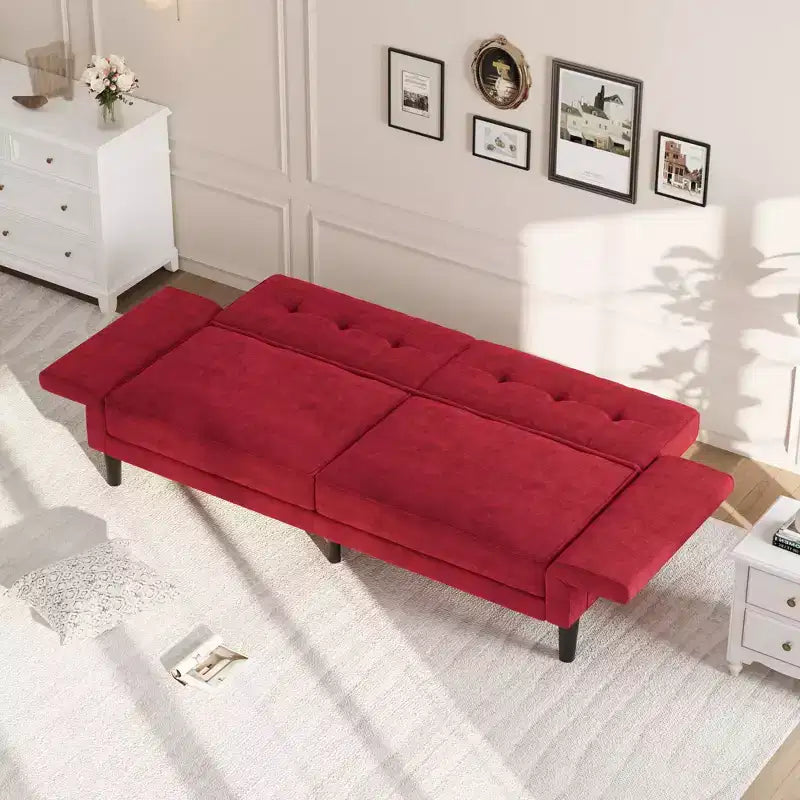 89 Futon Sofa Bed, Convertible Sleeper Sofa with Adjustable Backrest & Armrest, Modern Loveseat Sleeper for Living Room Bedroom Apartments