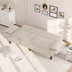 89 Futon Sofa Bed, Convertible Sleeper Sofa with Adjustable Backrest & Armrest, Modern Loveseat Sleeper for Living Room Bedroom Apartments