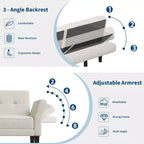 89 Futon Sofa Bed, Convertible Sleeper Sofa with Adjustable Backrest & Armrest, Modern Loveseat Sleeper for Living Room Bedroom Apartments