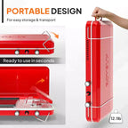 ROVSUN 2-in-1 Portable Camping Stove & Propane Grill Combo with Igniter, Tabletop Camp Stove with Handle & Windpanel for Camping Tailgating Grilling