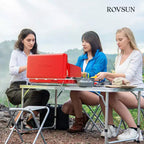 ROVSUN 2-in-1 Portable Camping Stove & Propane Grill Combo with Igniter, Tabletop Camp Stove with Handle & Windpanel for Camping Tailgating Grilling