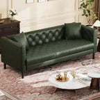 81 canapés modernes pour salon, canapé en cuir avec boutons faits main, canapé 3 places avec assise profonde, canapé Chesterfield marron pour appartement