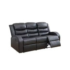 MAYEERTY Power Reclining Sofa, Electric 3-Seat Faux Leather Recliner with Adjustable Backrests for Living Room, Black