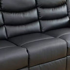 MAYEERTY Power Reclining Sofa, Electric 3-Seat Faux Leather Recliner with Adjustable Backrests for Living Room, Black